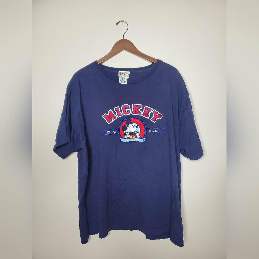 Walt Disney World Adult XXL Navy Blue‎ Embroidered T Shirt Mickey Classic Mouse